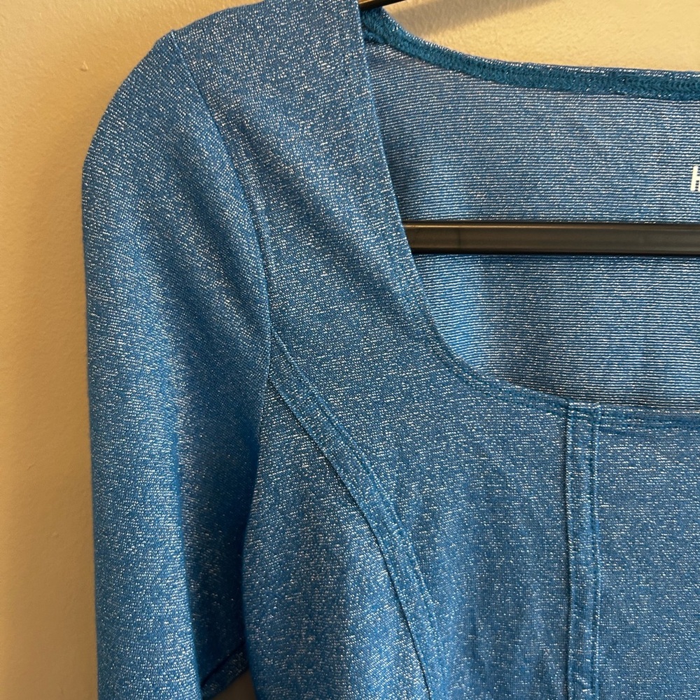Hollister blue silver sparkle long sleeved crop top Y2K size L - Picture 4 of 15